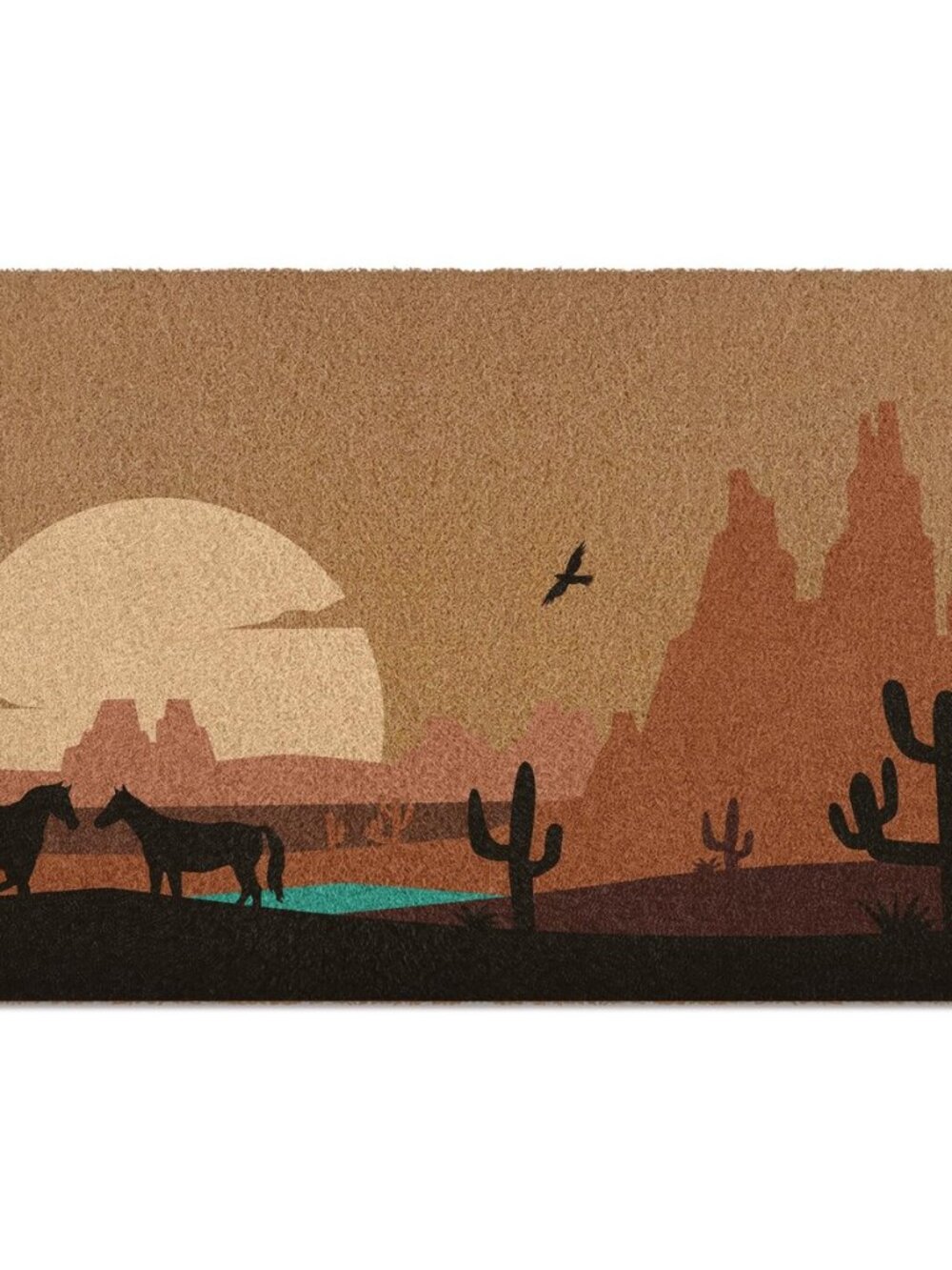 Western Cactus Door Mat, Boho Western Doormat, Sun Desert Landscape Welcome